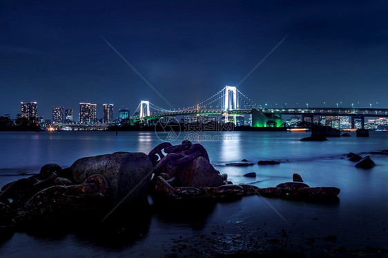 办公室街道港口日本东京与彩虹桥和塔连接的天际线图片