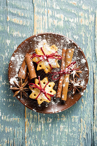 传统八角圣诞饼干食物图片