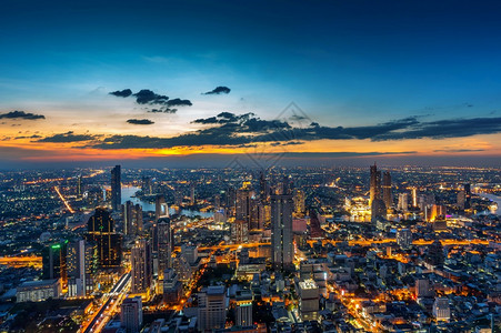 超泰国曼谷市风景空中浏览图天建造图片
