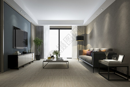 公寓用餐3d提供有大理石瓷砖和柜子的豪华客厅大堂图片