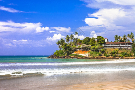 安详外来热带周日斯里兰卡的岛Becahes镇宁静美丽的海滩景田园诗般的图片
