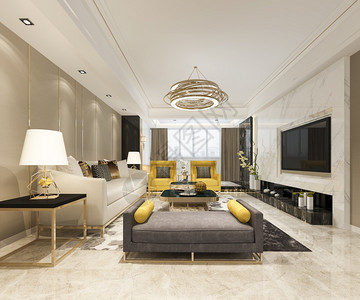 现代的家3d提供豪华和现代客厅及皮革沙发电视图片