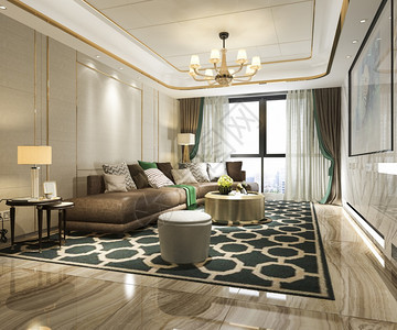 当代的桌子3d提供豪华和现代客厅及皮革沙发建筑学图片
