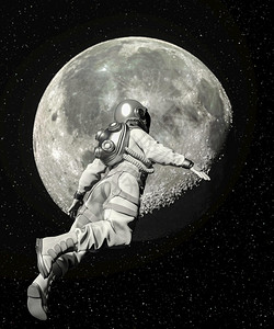 飞宇航员带着月球背景在太空行走3D使航天员带着月球背景在太空行走技术未来图片