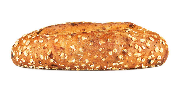午餐带燕麦和坚果的全谷物面包在白色背景上与世隔绝白色的饮食图片