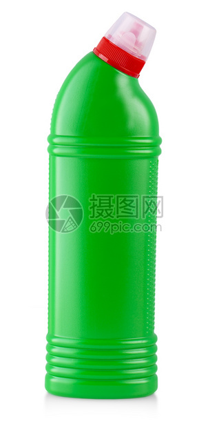 嘲笑家用清洁品在白色背景上隔离的绿色塑料瓶颜色体液图片