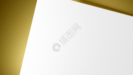 框架小样黄金背景的白方形纸模型化黄色金本底Branding展示模板打印3D插图介绍图片