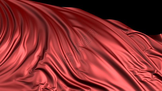奢华红色丝绸的3D交接织物在风中顺利发展浪通过织物传播闪亮的帆布图片