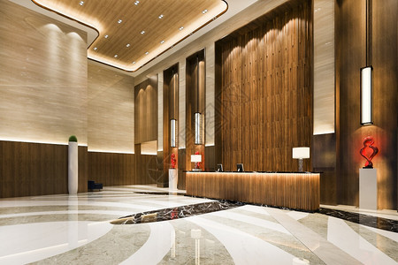 美丽的画廊质地3d提供豪华酒店前厅和高上限休息室餐厅图片