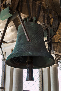 旅游的意大利威尼斯圣马可柯克塔顶上的大铜钟重老图片