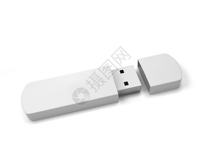 塑料贮存白色背景上孤立的空白usb闪存驱动器3d插图光盘图片