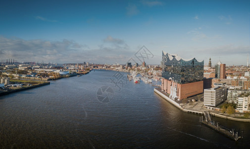 帽汉堡港与ElbHellhollonie的空中观察塔斯德哥尔摩图片