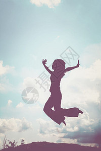 女士青年情绪美丽的女孩跳跃休眠图片