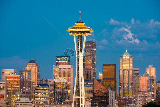 城市华盛顿州西雅图市中心天线建筑物海岸图片