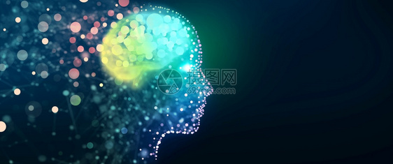 具有发光大脑网络的人头数字大脑分析信息网络思维深度和机器学习意识人工智能技术背景概念现代的智力知识图片