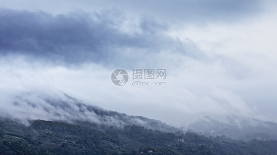 亚洲叶子荒野泰国普吉风暴雨天空下的山林中观察图片