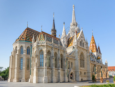 匈牙利布达佩斯渔人堡的圣马蒂亚斯教堂布达佩的圣马蒂亚教堂塔历史皇家图片