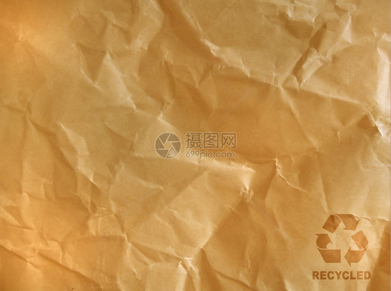 信息回收的棕色折面纸上回收标志笔记图片