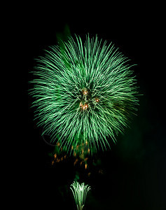 午夜新年节的绿色烟花派对新的丰富多彩图片