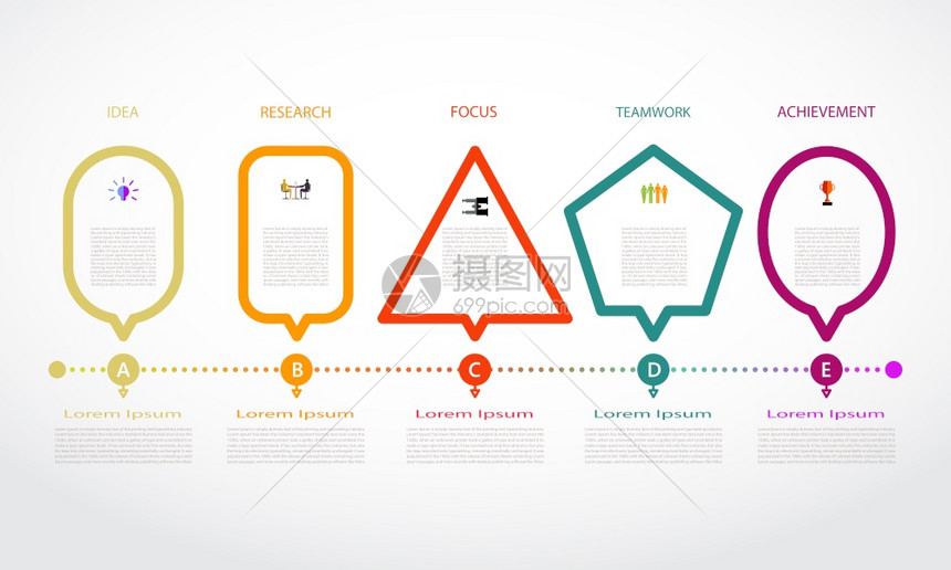 连接设计有标和5个选项的现代格式商业概念内容时间框架信息图表步骤处理横幅模板元素演示印刷矢量数据过程图片