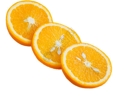 戒指白色背景上的三环切片多汁成熟橙子白色背景上的切片橙子饮食素主义者图片