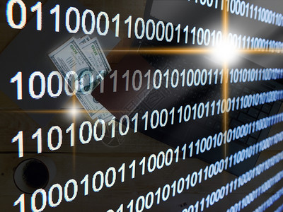 高科技计算机屏幕01号背景数字层影响许多钞票和投资的数字据光效应1号散景数字的图片