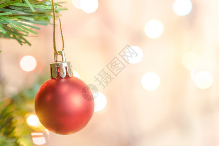 圣诞树上的红色装饰球图片
