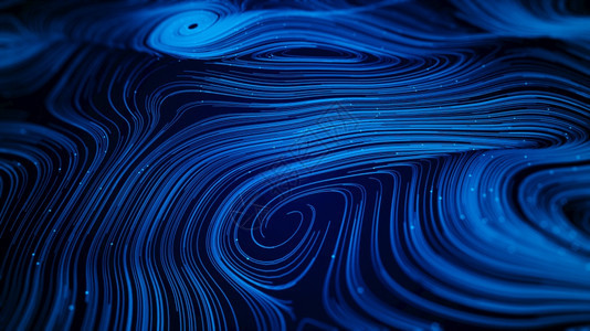蓝色抽象背景数字粒子和线波浪背景曲和螺旋数字网络空间背景艺术溅多边形图片