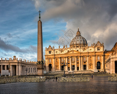 宗教的正方形面上午圣彼得广场和巴西利卡意大罗马图片