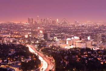土地夜晚银行洛杉矶加利福尼亚市天际线图片