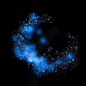 蓝光闪和布OK赫星的魔法尘在你产品的底片粒子上灰尘散景明亮的图片