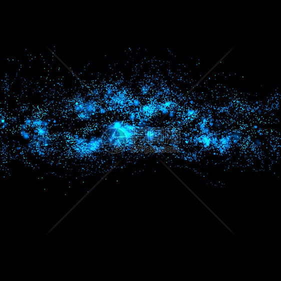 神奇闪耀蓝光和布OK赫星的魔法尘在你产品的底片粒子上庆典图片