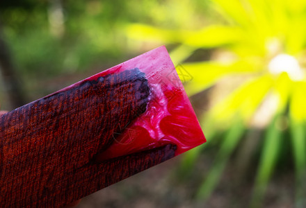 最佳异国情调植树环氧脂稳定木头有老虎条纹红色抽象艺术背景豆科图片