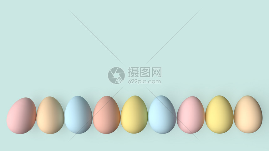 季节明亮的复活鸡蛋涂在糊面绿色背景的复活节概念3d插图上彩色以壁纸颜绘制的复活节鸡蛋质地图片