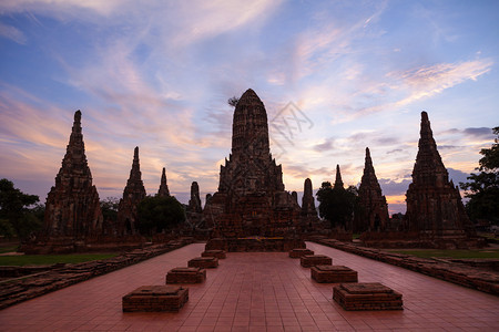 佛教徒WatChaiwattatnaram泰国Ayutthaya历史寺庙笏图片