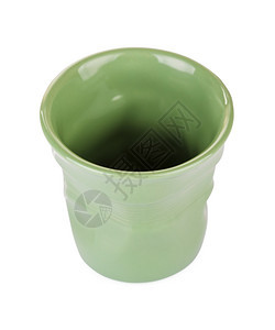 干净的卡布奇诺原绿色咖啡杯孤立在白色绿咖啡杯上单身的图片