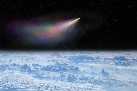 彗星在太空中飞越白云阳光行星多于图片