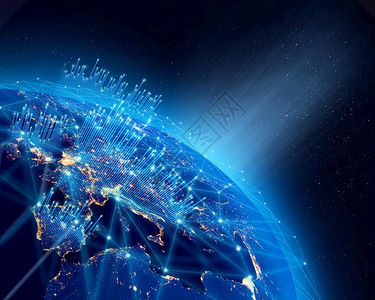 物联网地球城市灯光和世界增长的全球数字据网络基础设施美国航天局提供的图像一些部分内容全球发展的数字据网络基础设施国际的全世界背景图片