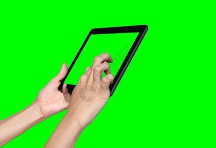 白色的在绿屏幕上使用平板电脑的女商人笔记本电脑技术图片