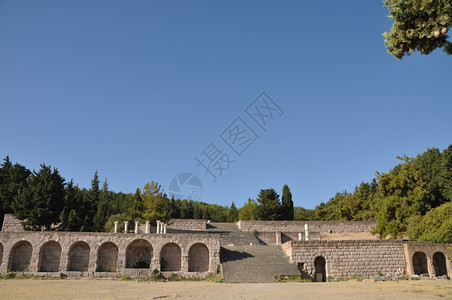 欧洲大理石希腊科斯波克拉底人造的古老医院阿斯克莱皮尼奥的历史废墟希腊语图片