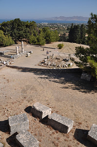 老的希腊语科斯波克拉底人造的古老医院阿斯克莱皮尼奥的历史废墟天空图片