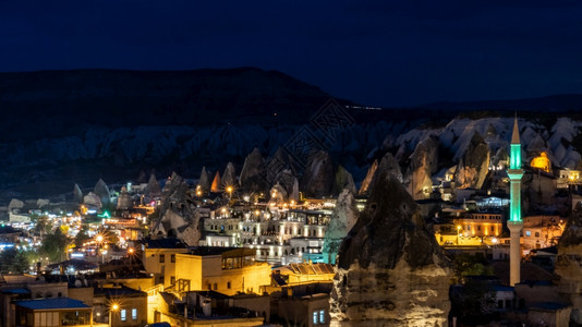 安纳托利亚土耳其卡帕多西亚戈雷梅的夜色景观地标旅行图片