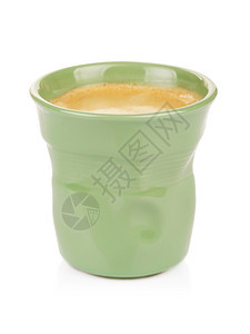 浓咖啡装饰原绿色咖啡杯加以白色隔绝休息图片