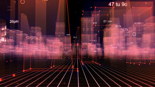 互联网数字的3D从网络空间和信息存储中的数据向抽象技术数字城市展示信息空间存储中的抽象技术天际线图片