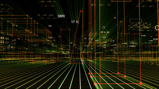 活力3D从网络空间和信息存储中的数据向抽象技术数字城市展示信息空间存储中的抽象技术摩天大楼的图片
