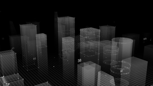 复杂的3D从网络空间和信息存储中的数据向抽象技术数字城市展示信息空间存储中的抽象技术插图蓝色的图片