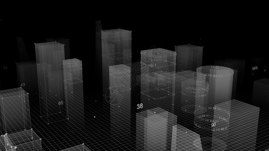 复杂的3D从网络空间和信息存储中的数据向抽象技术数字城市展示信息空间存储中的抽象技术插图蓝色的图片