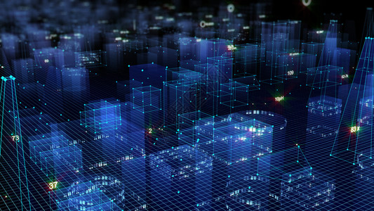 活力伪3D从网络空间和信息存储中的数据向抽象技术数字城市展示信息空间存储中的抽象技术矩阵图片