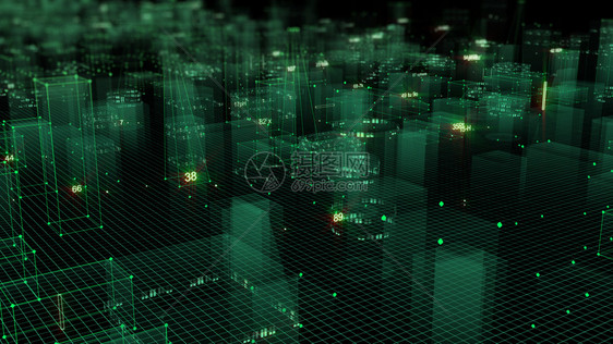 3D从网络空间和信息存储中的数据向抽象技术数字城市展示信息空间存储中的抽象技术天际线的使成为图片
