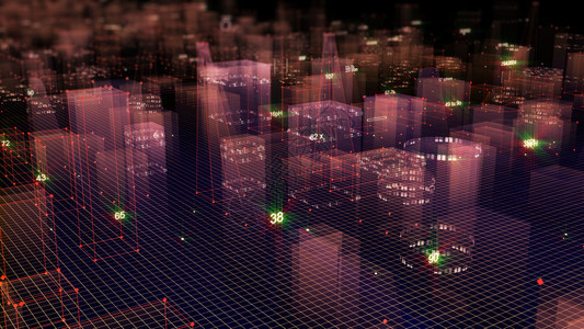 3D从网络空间和信息存储中的数据向抽象技术数字城市展示信息空间存储中的抽象技术连接氖科学图片